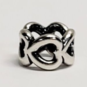 PANDORA Retired STERLING SILVER OPEN HEART SPACER CHARM Authentic